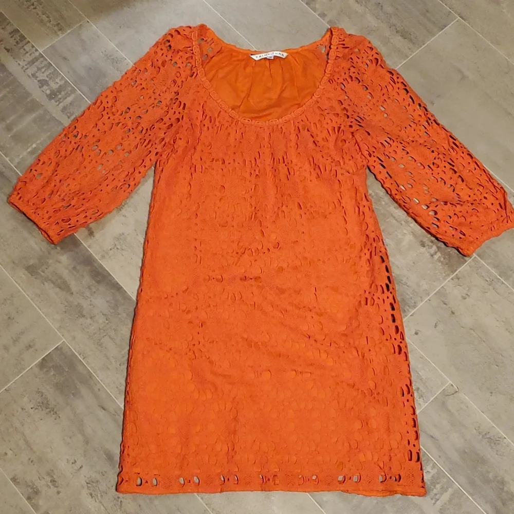 EUC Trina Turk Orange Crotched Mallory Dress - Picture 2 of 8